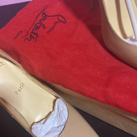 Christian Louboutin Pigalle Follies 100 Nude Patent Heels - Picture 8 of 13